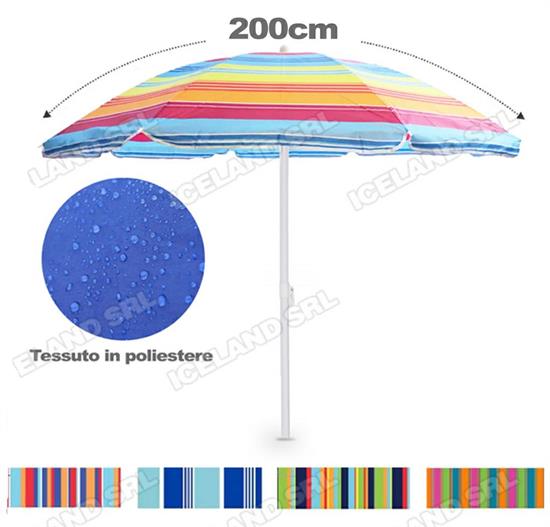 OMBRELLONE POLIESTERE D.200CM RIGHE 4COL ASS
