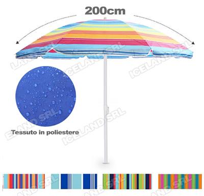 OMBRELLONE POLIESTERE D.200CM RIGHE 4COL ASS